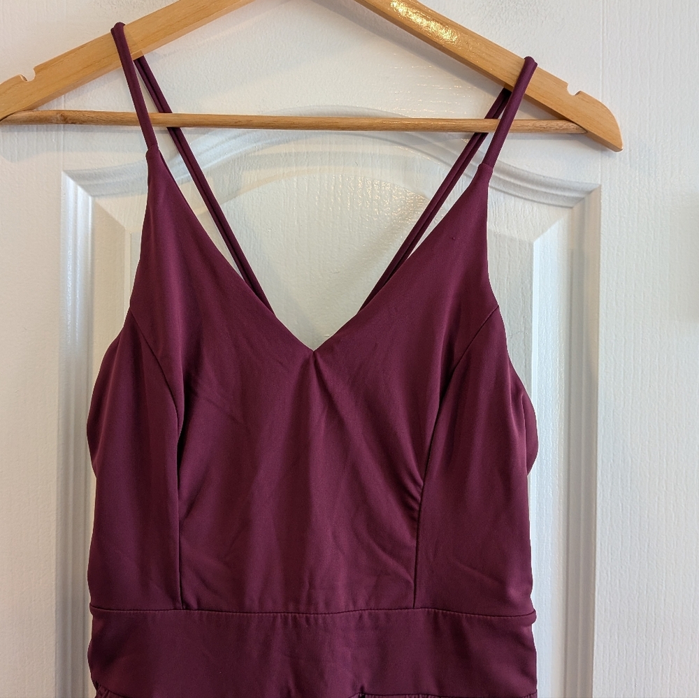 Halara Breezeful Wide Leg Jumpsuit Backless Pocket Burgundy Size S Flowy Resort - Picture 5 of 15